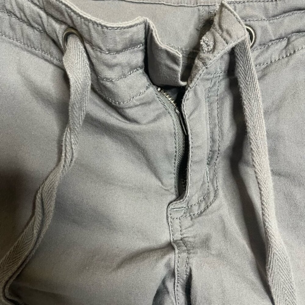 Prana Shorts Womens Size 8 Grey Canvas Outdoor Zip-Up Drawstring Active Casual - Picture 2 of 3